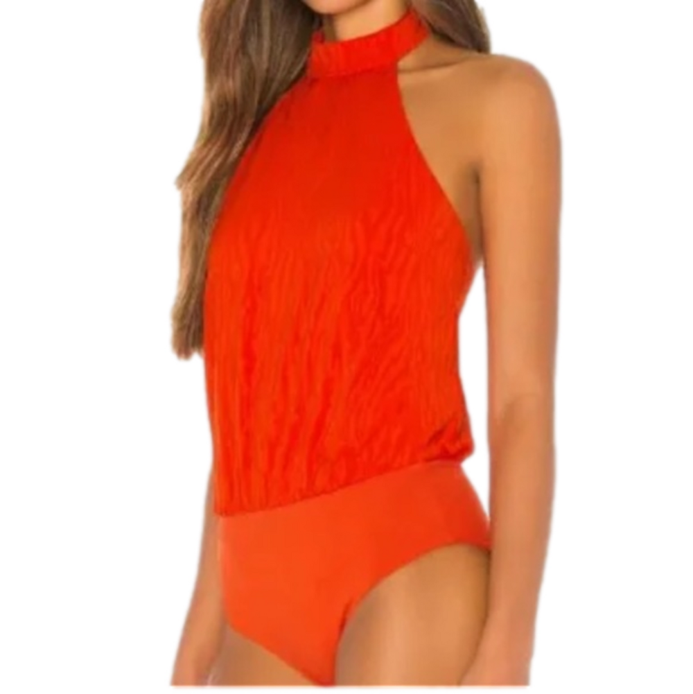House of Harlow 1960 x REVOLVE Elodie Bodysuit in Bright Red Orange XL - Flaw